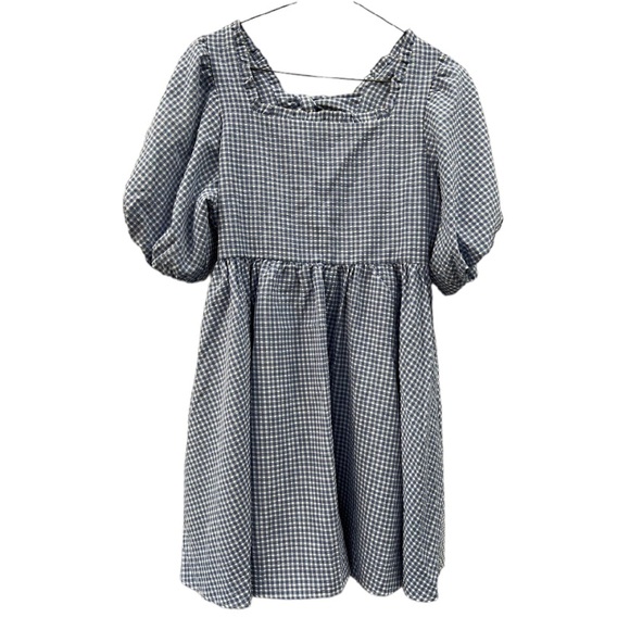Sister Jane Pebble Gingham Mini Dress in Blue/White Sz 16 - Picture 13 of 15